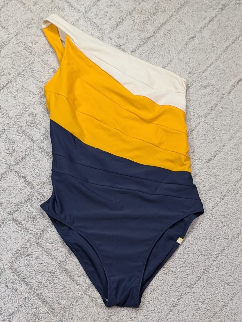 Summersalt Swimsuit Womens 8 Yellow Blue Stripe Sidestroke One Shoulder Piece